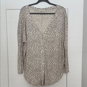 Z Supply Cream and Brown Button-Down Shirt